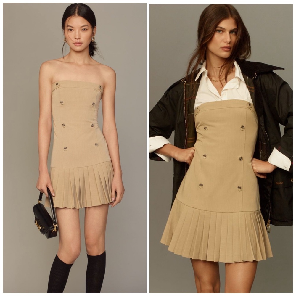 Anthro Maeve Pleated Mini Dress